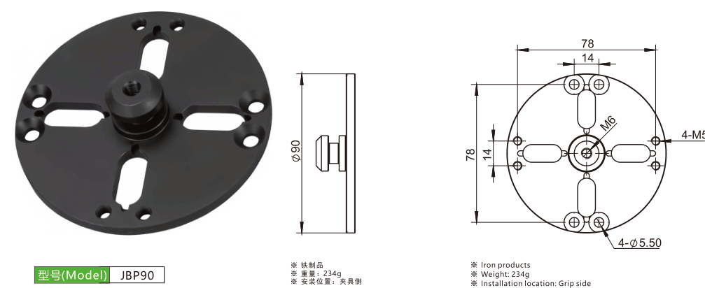 JBP90 / JP135 手动快换适配板
